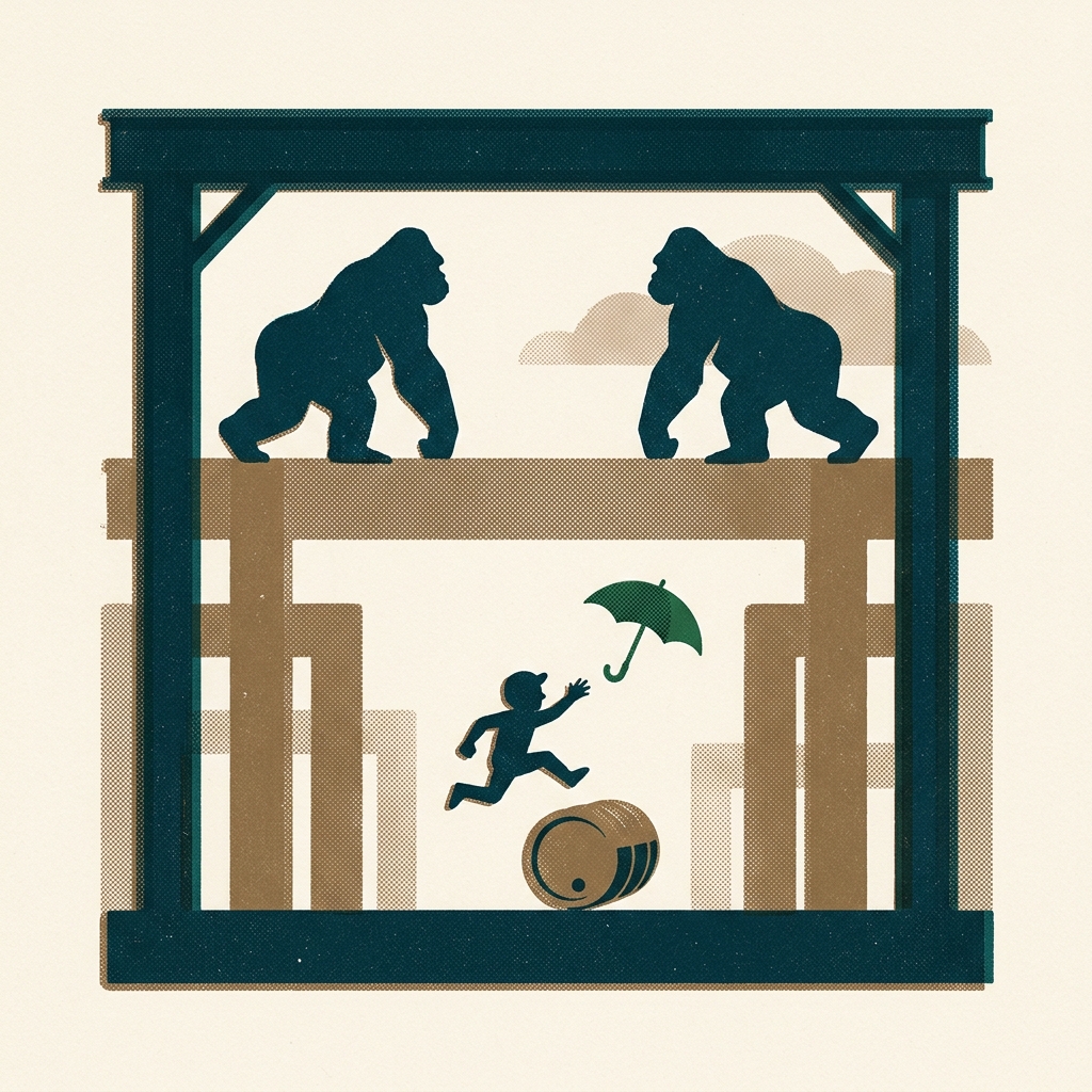 Donkey Kong (1983) was one of three Famicom launch titles. Miyamoto's first game, born from one question: what would you do i