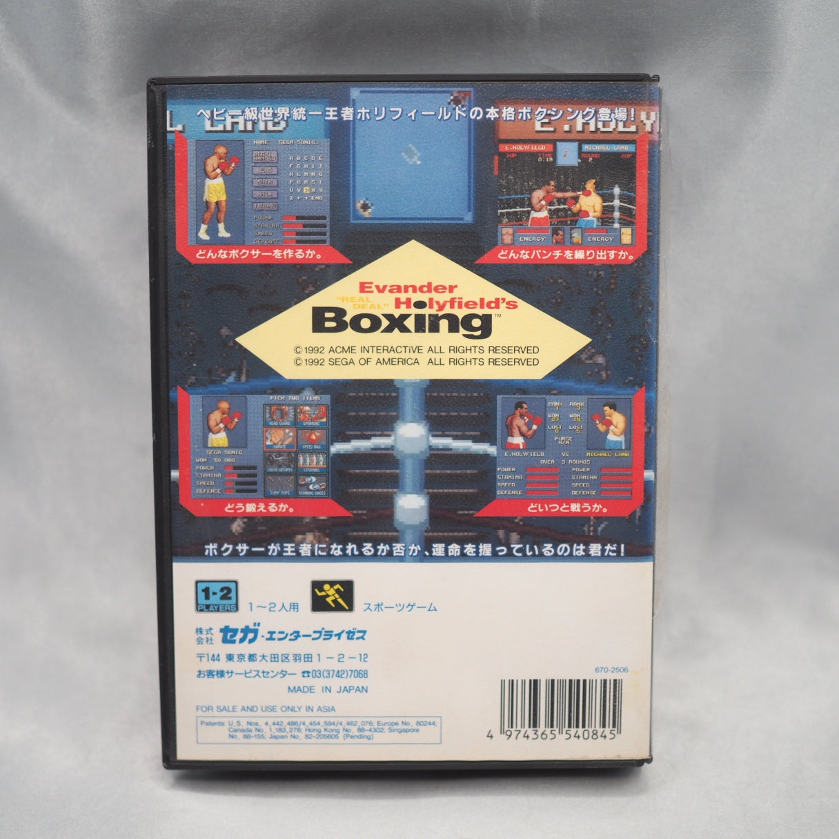 Holyfield was undisputed heavyweight champion when this shipped. Sega's Real Deal Boxing (Mega Drive, 1992) — career mode wit — photo 12