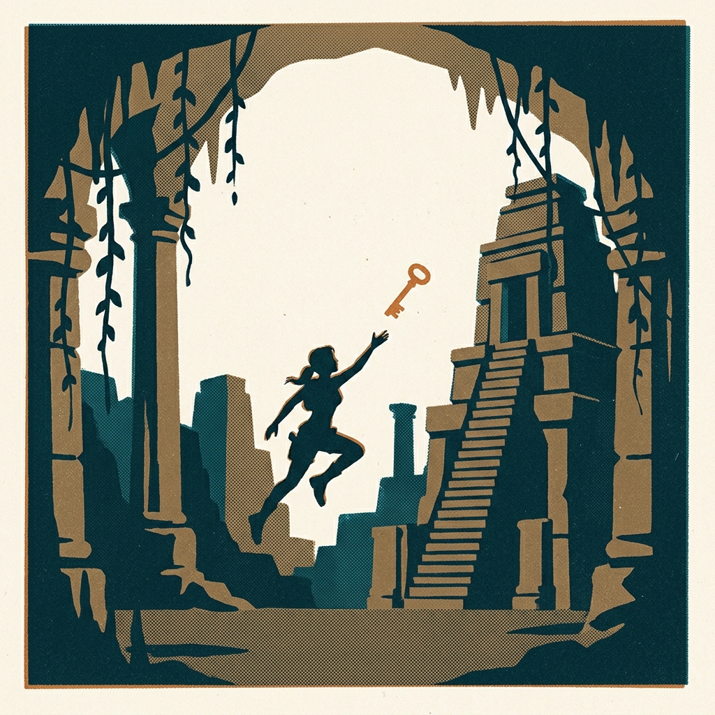 Tomb Raider (1996, PlayStation) — the grid-based 3D game that made Lara Croft possible. Every jump measured exactly two squar